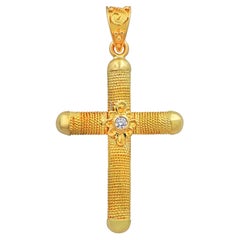 Vintage Dimos 18k Gold Neoclassic Filigree Cross