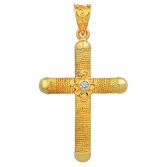 Retro Dimos 18k Gold Neoclassic Filigree Cross