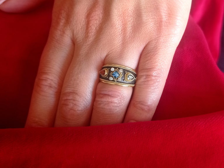 Women's Dimos 18k Gold Noir Byzantine Inspired Cocktail Ring For Sale
