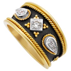 Dimos 18k Gold Noir Byzantine Inspired Diamonds Ring