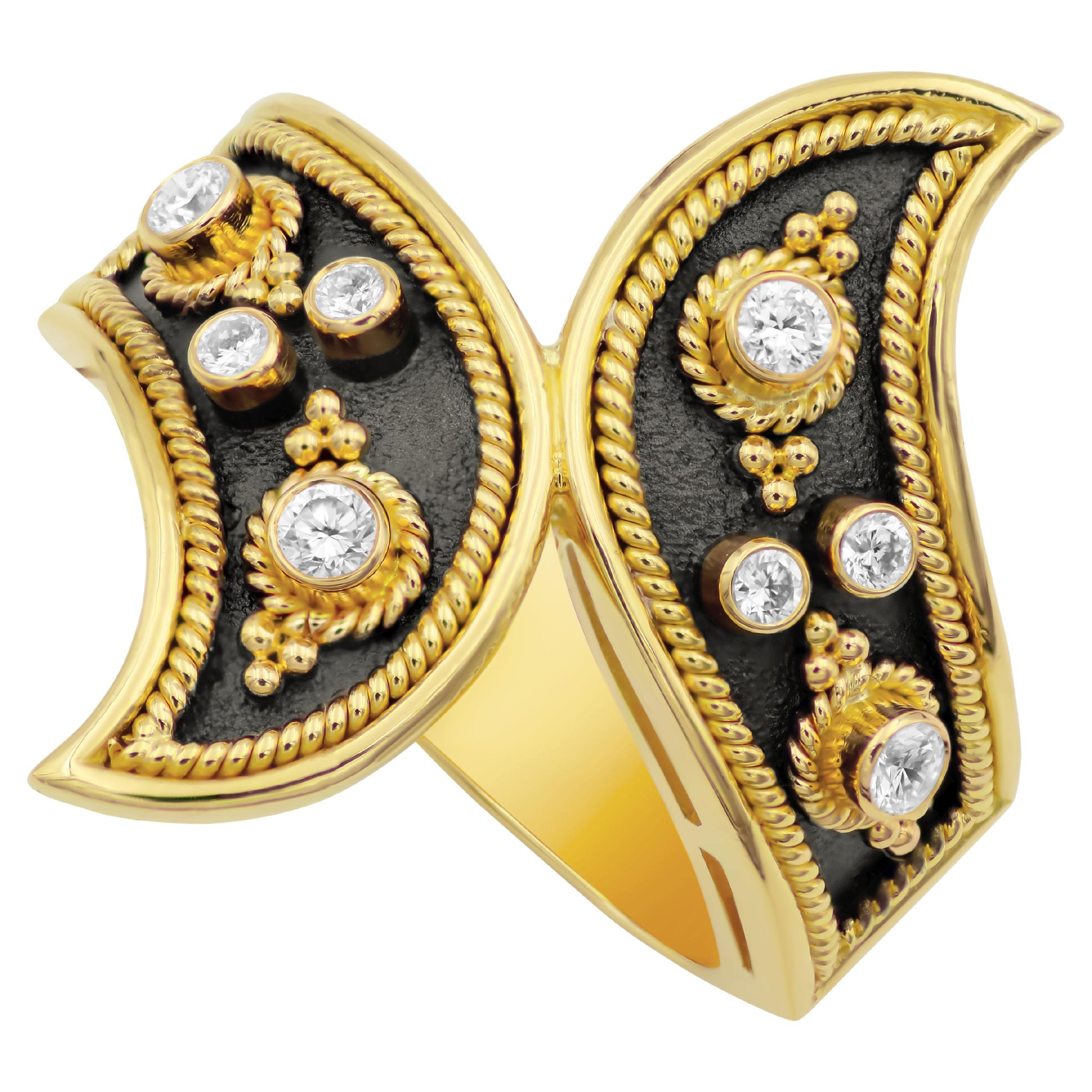 Dimos 18k Gold Noir Curve Diamonds Rings For Sale