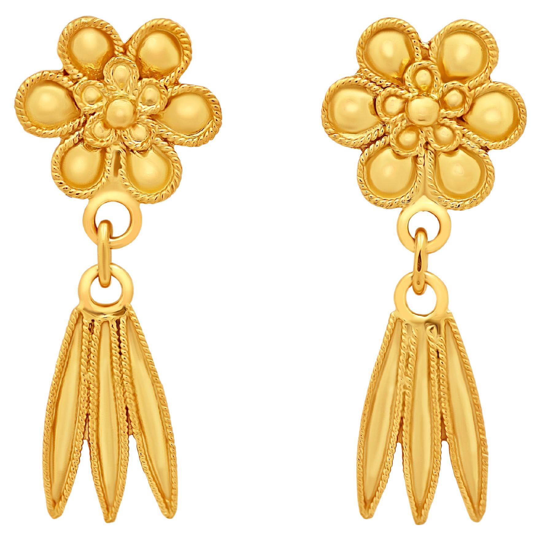 Dimos 18k Gold Rosette Acanthus Leaves Earrings For Sale
