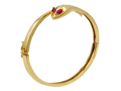 Dimos 18k Gold Snake Bracelet with Rubies and Diamonds