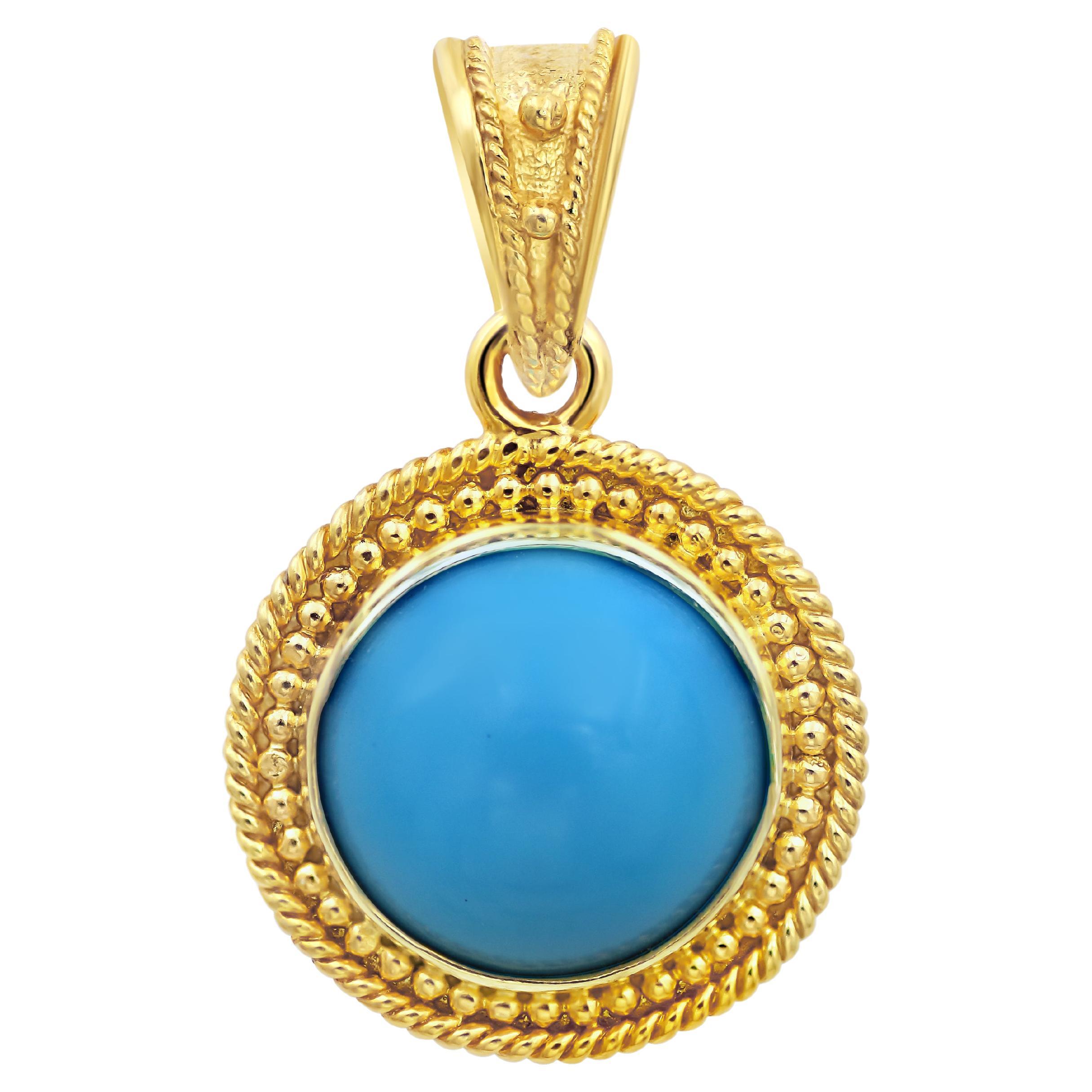 Dimos 18k Gold Turquoise Pendant For Sale