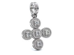 Dimos 18k White Gold Cross Pendant with Diamonds