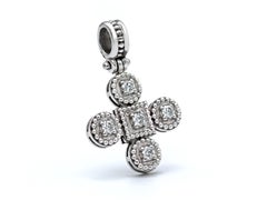 Dimos 18k White Gold Cross Pendant with Diamonds