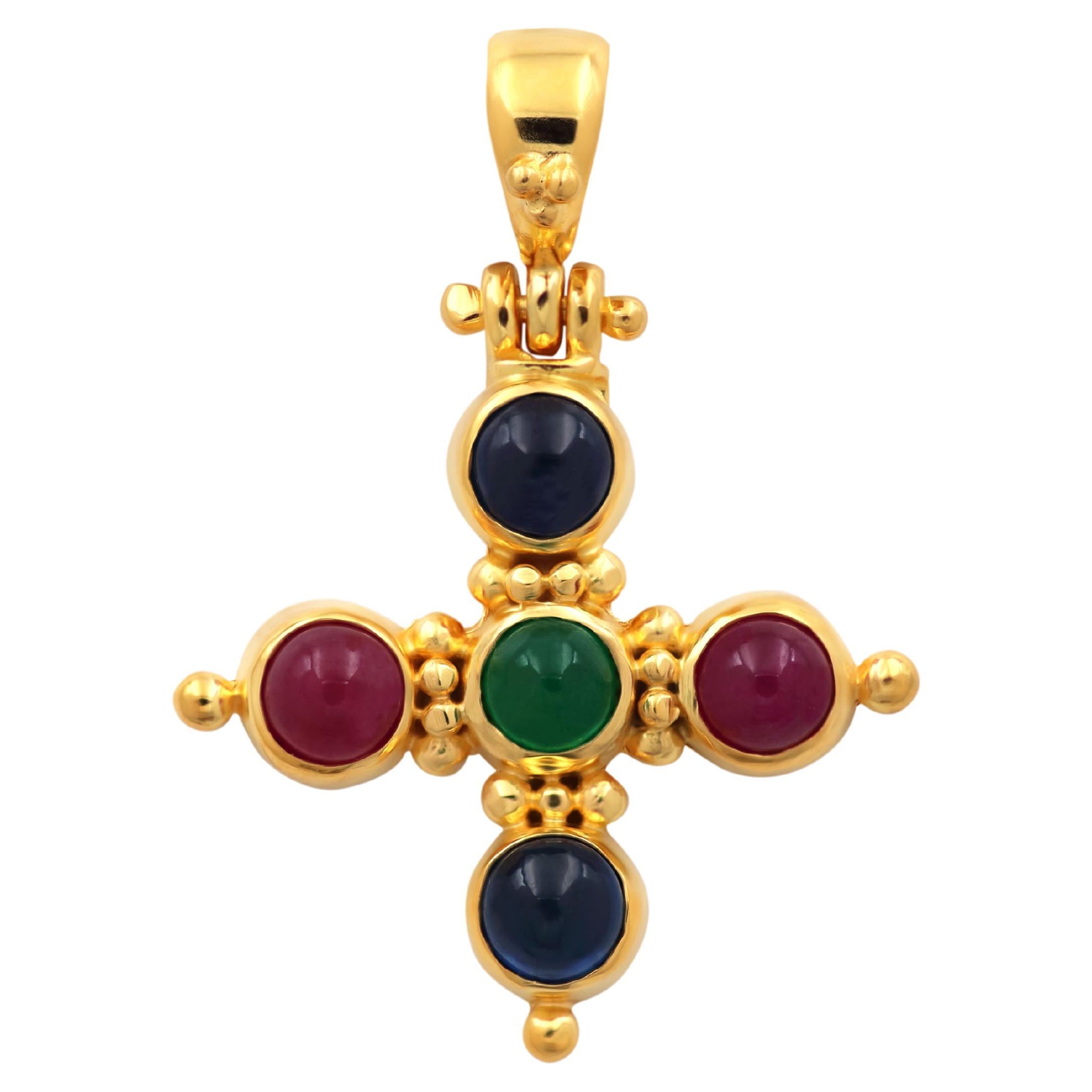 Dimos 18k Yellow Gold Classic Cocktail Cross For Sale