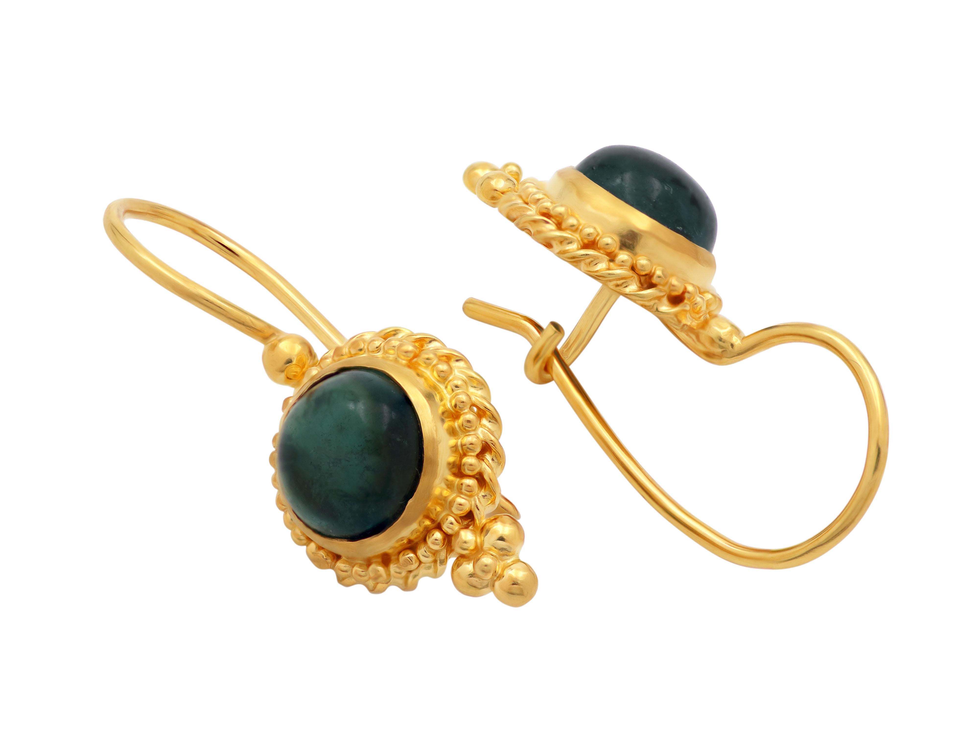 Dimos 18k Yellow Gold Earrings with Tourmaline In New Condition For Sale In Athens, GR