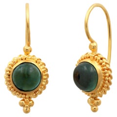 Retro Dimos 18k Yellow Gold Earrings with Tourmaline
