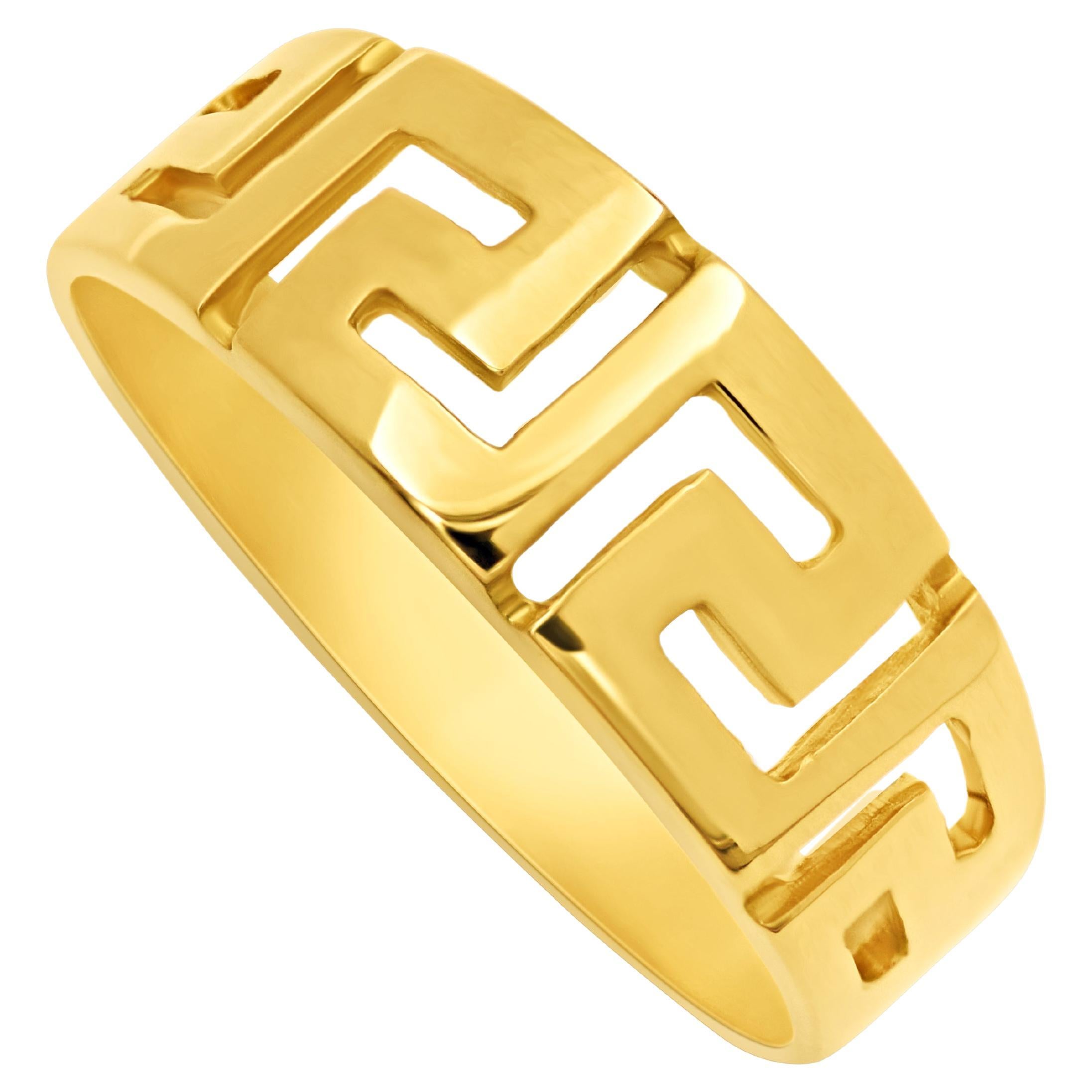 Dimos 18k Yellow Gold Greek Key Ring For Sale