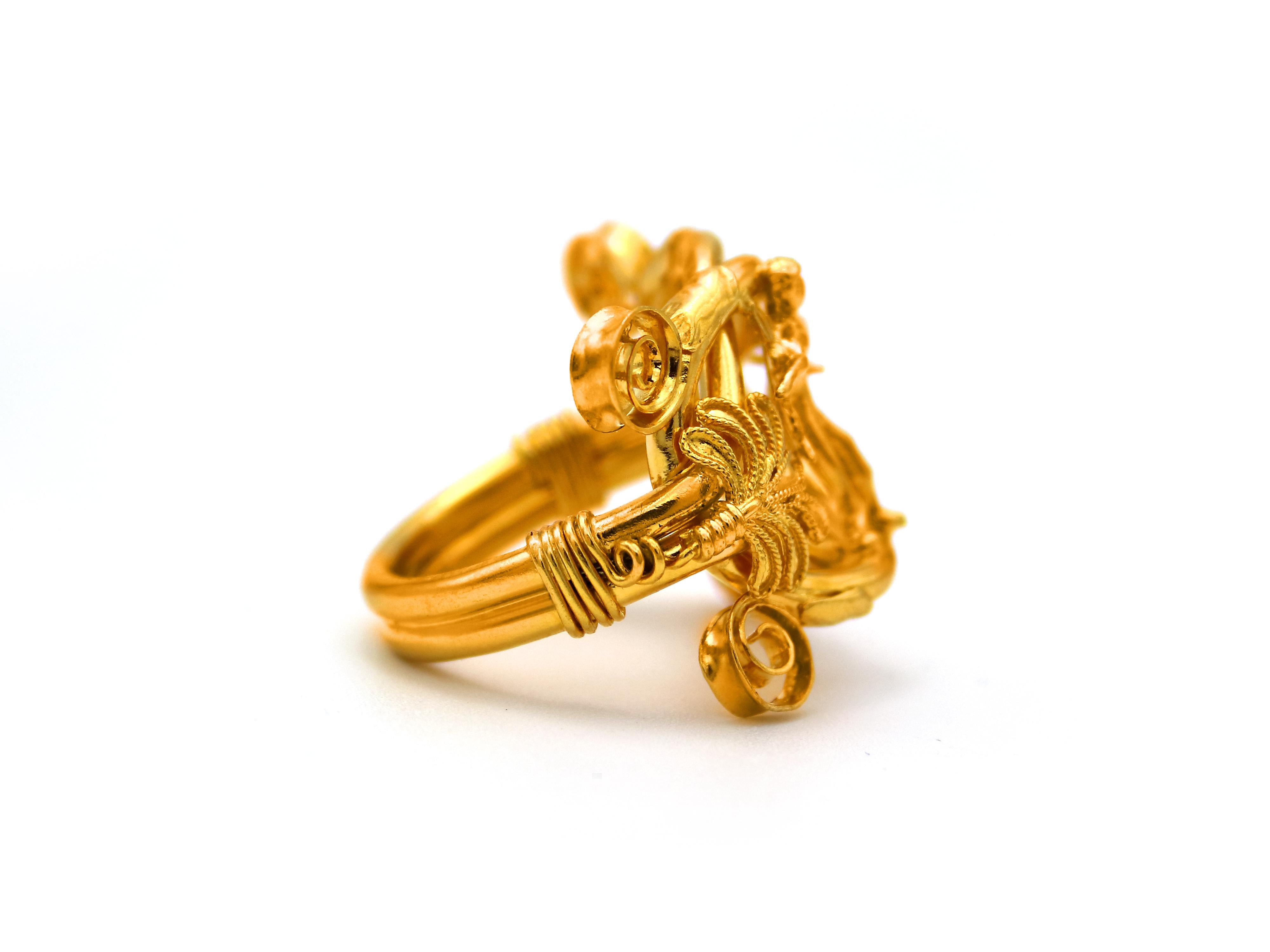 Dimos 22k Gold Antiker griechischer Gott der Liebe „Eros“ Ring im Zustand „Neu“ im Angebot in Athens, GR