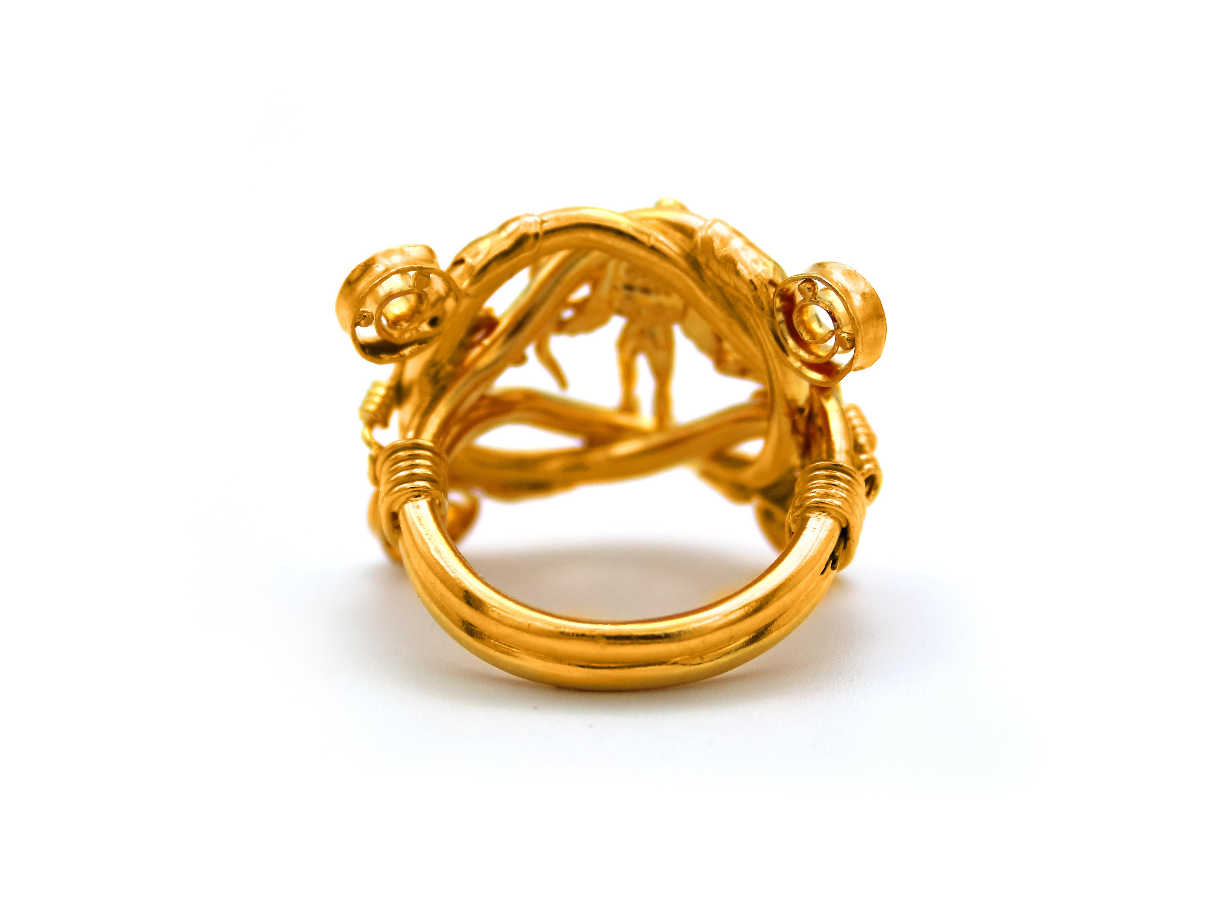 Donna Anello Dimos in oro 22k, antico dio greco dell'amore 