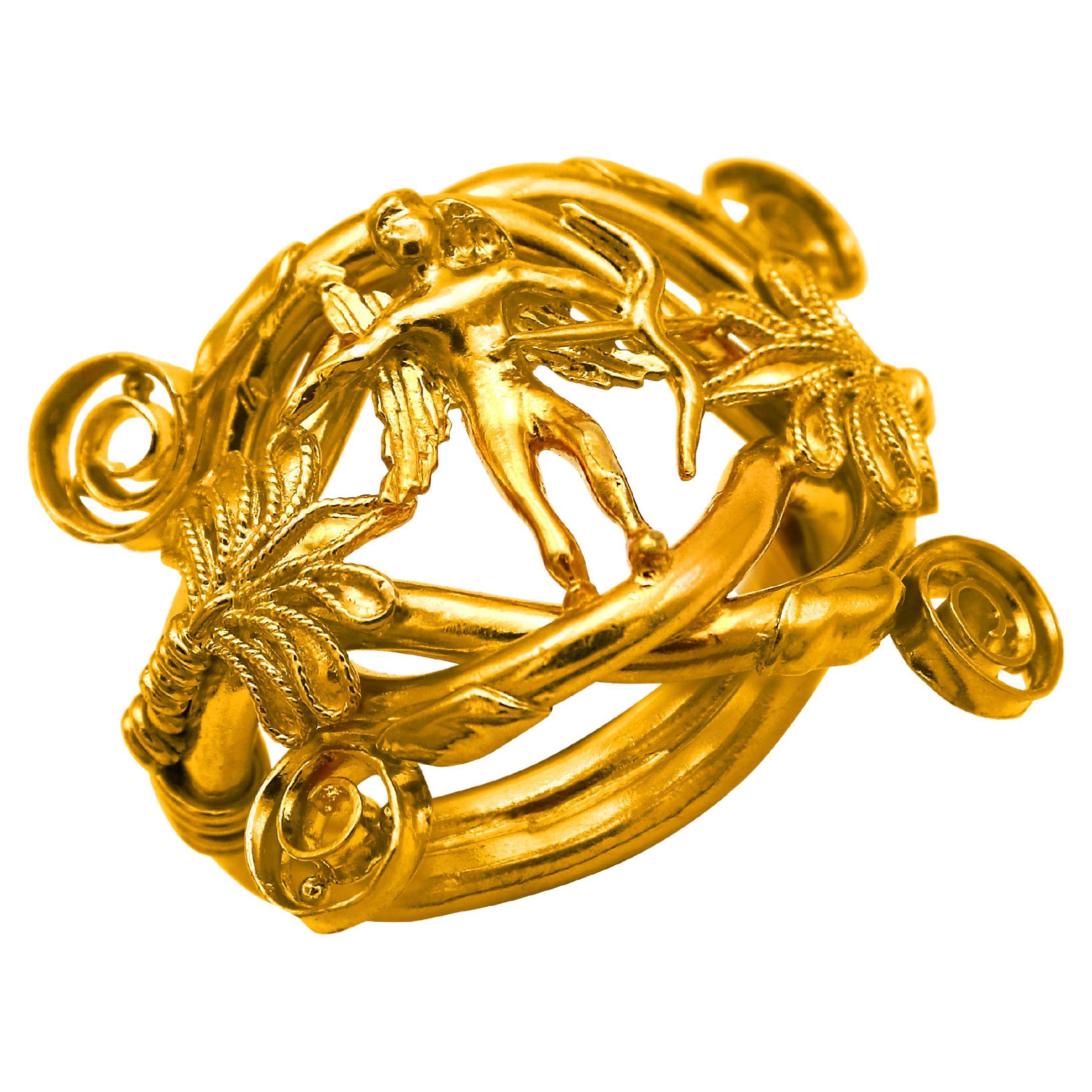 Dimos 22k Gold Antiker griechischer Gott der Liebe „Eros“ Ring im Angebot