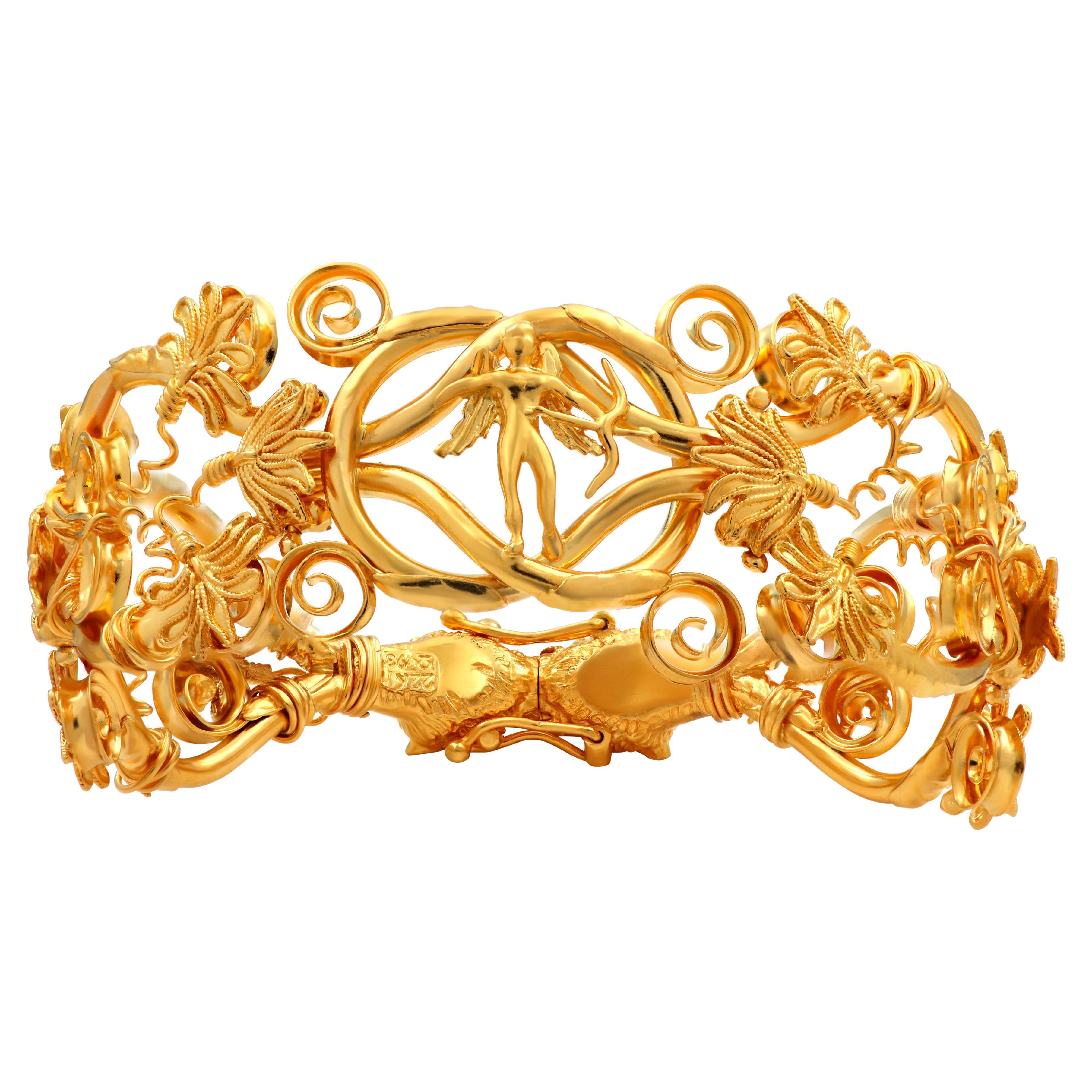 Dimos 22k Gold Ancient Greek God of Love "Eros" Bracelet For Sale