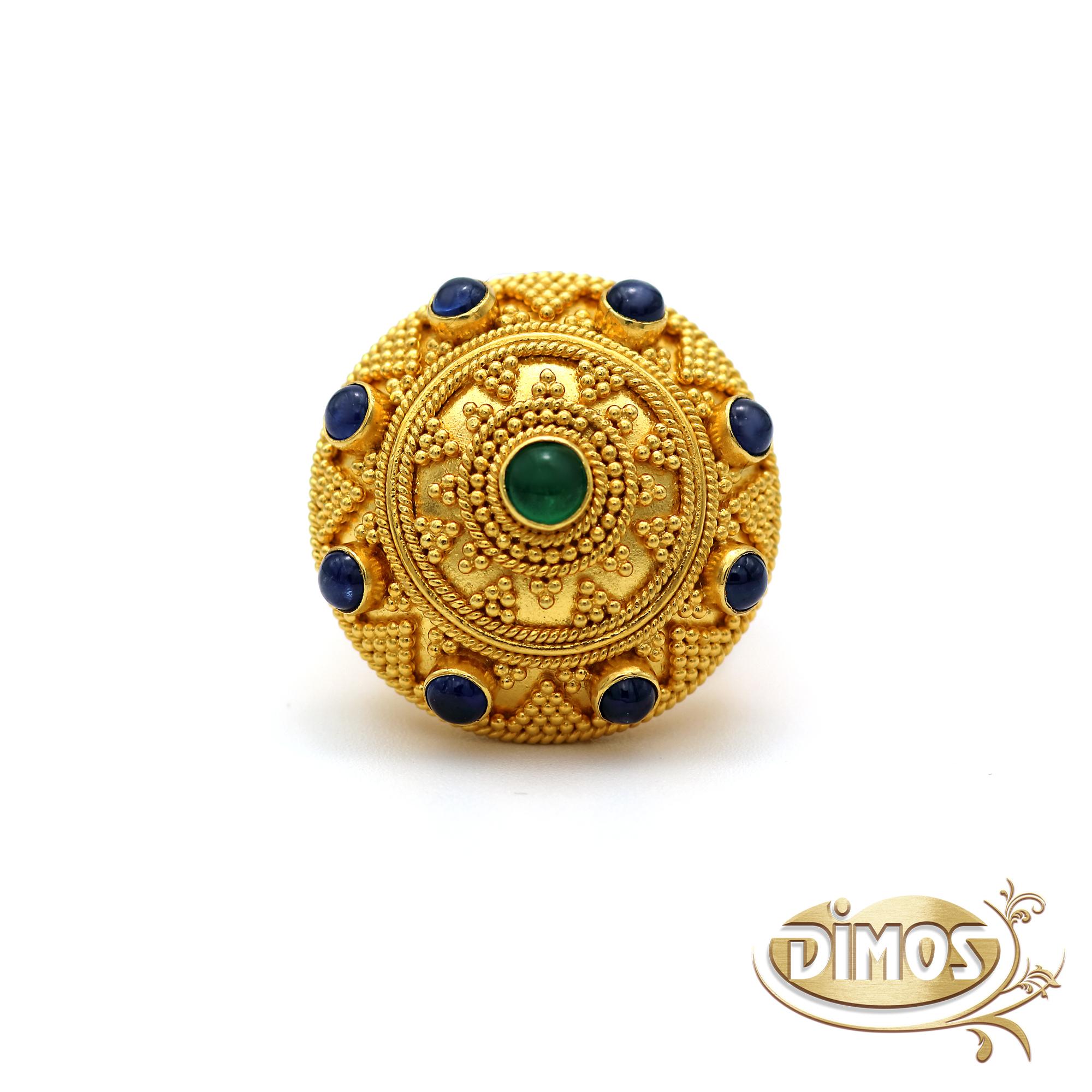 Women's Dimos 22k Gold Byzantine Dome Cocktail Ring  For Sale
