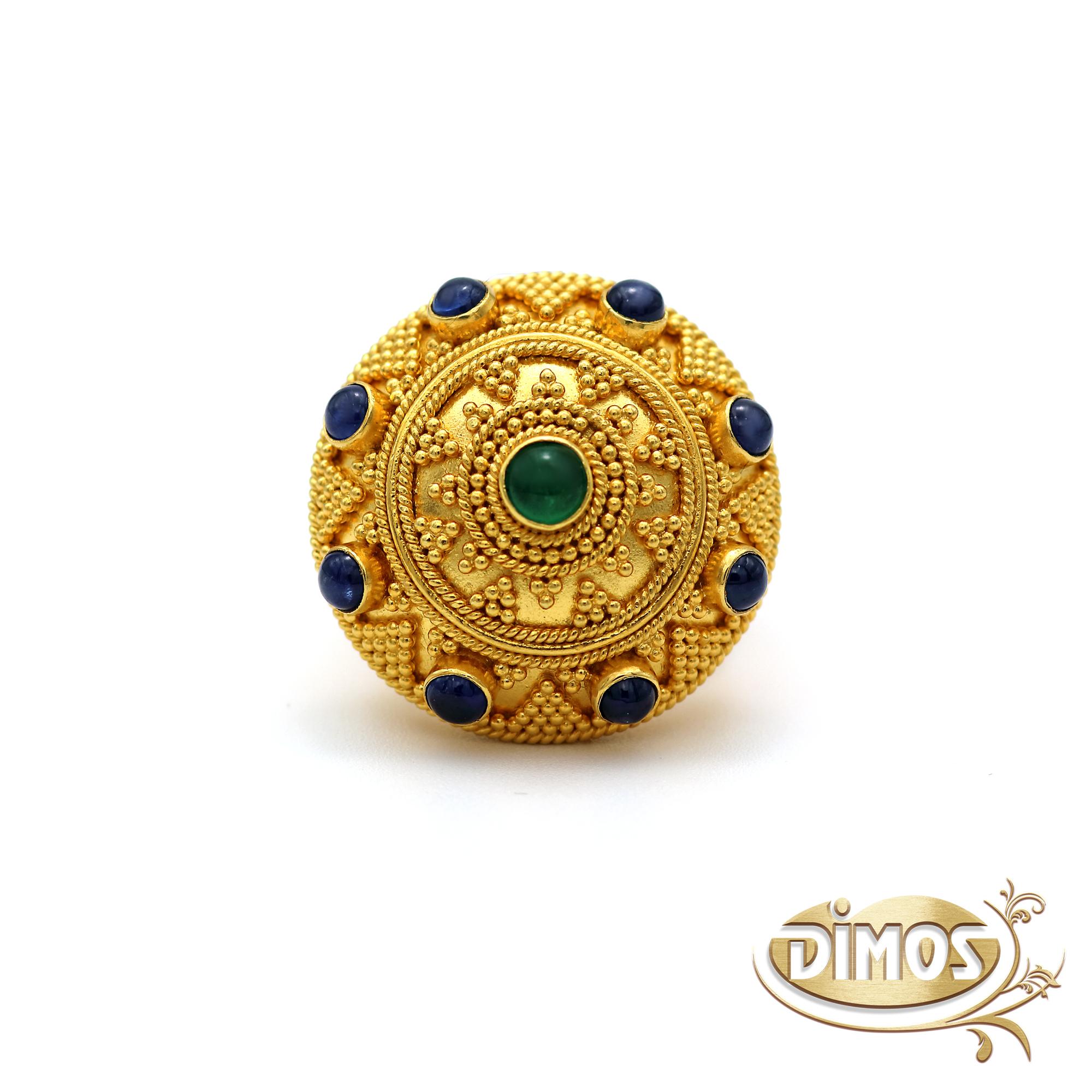 Women's Dimos 22k Gold Byzantine Dome Cocktail Ring For Sale