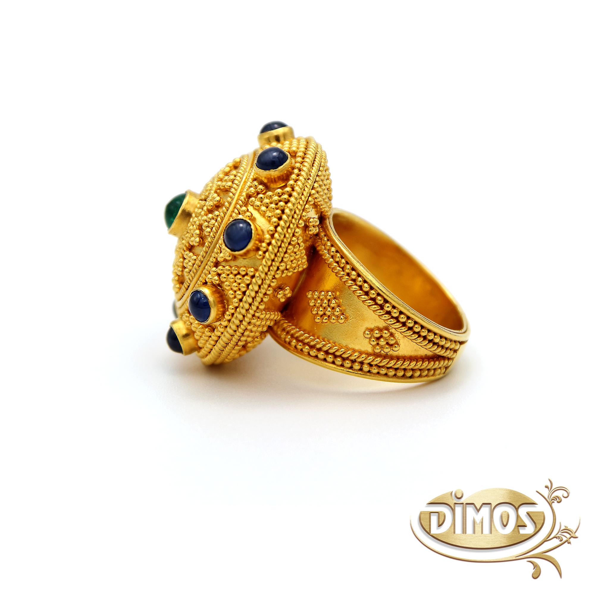 Dimos 22k Gold Byzantine Dome Cocktail Ring  For Sale 1