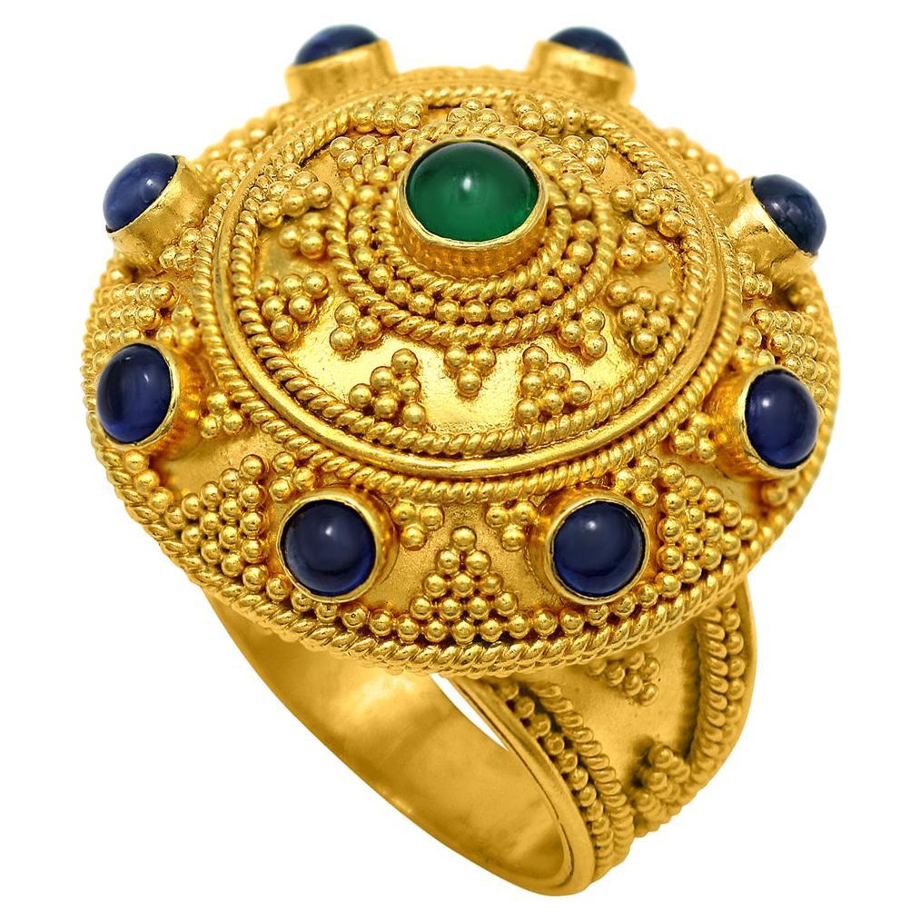 Dimos 22k Gold Byzantinischer Dome Cocktail Ring  im Angebot
