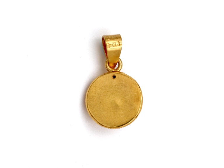Dimos 22K Gold Filigree Bocola Pendant In New Condition For Sale In Athens, GR