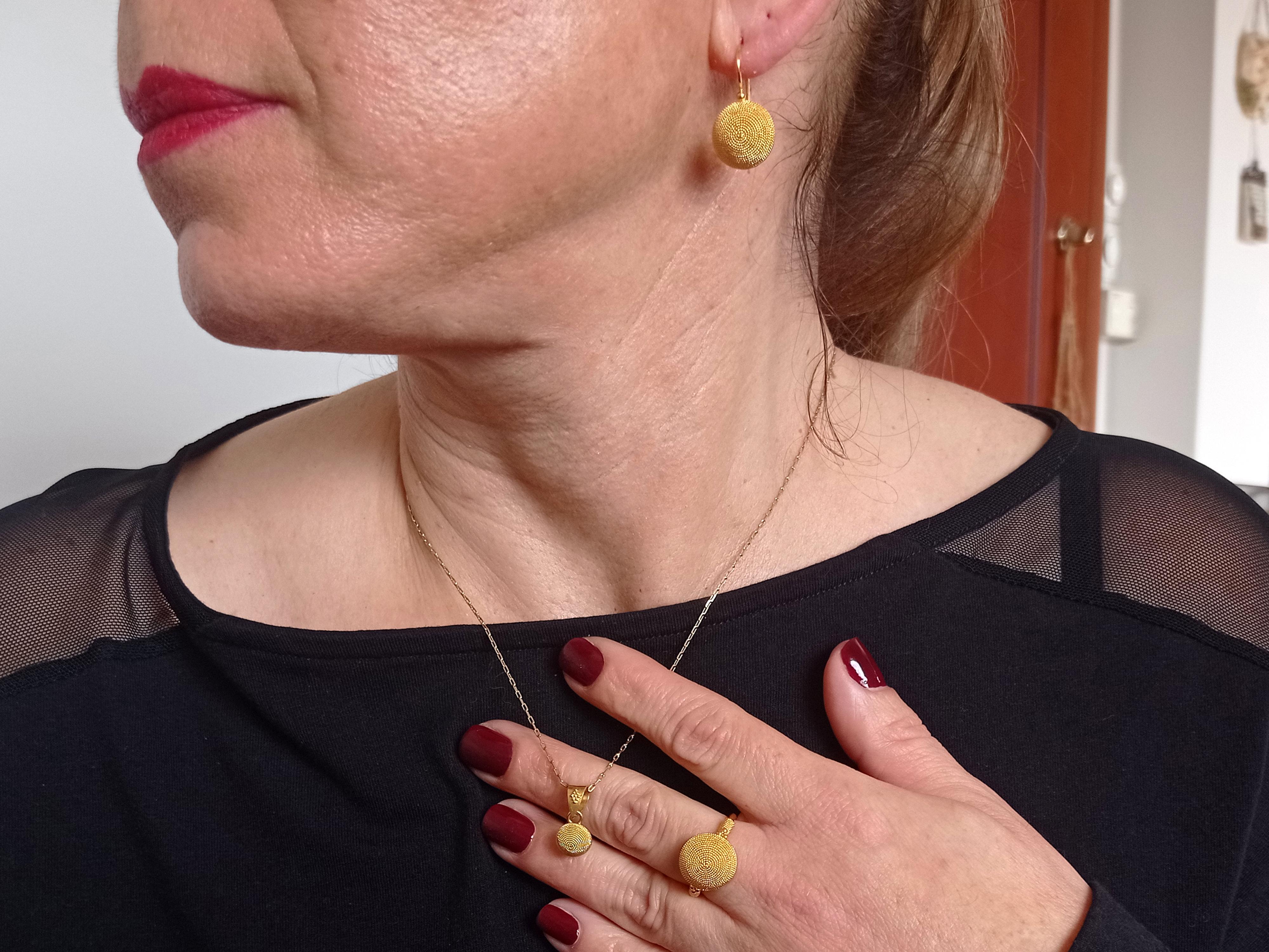 Women's Dimos 22k Gold Filigree Sfalaki Earrings For Sale