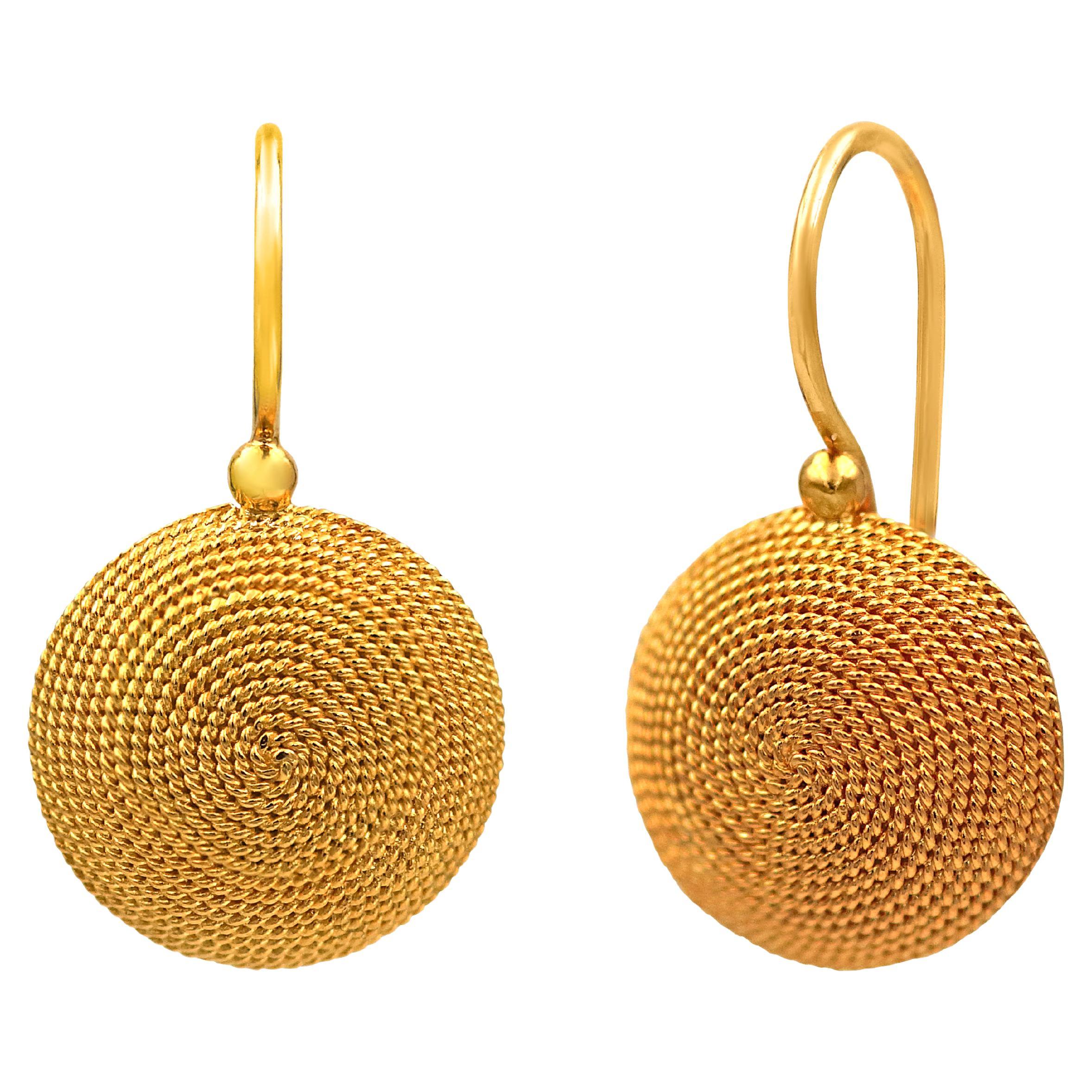Dimos 22k Gold Filigree Sfalaki Earrings For Sale