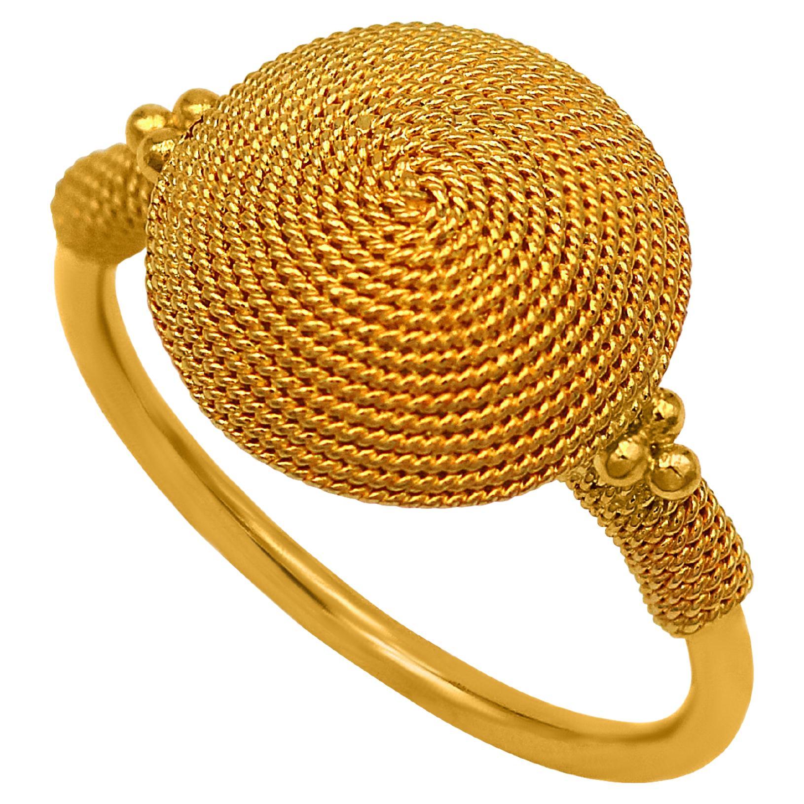 Dimos 22K Gold Filigree Sfalaki Ring For Sale