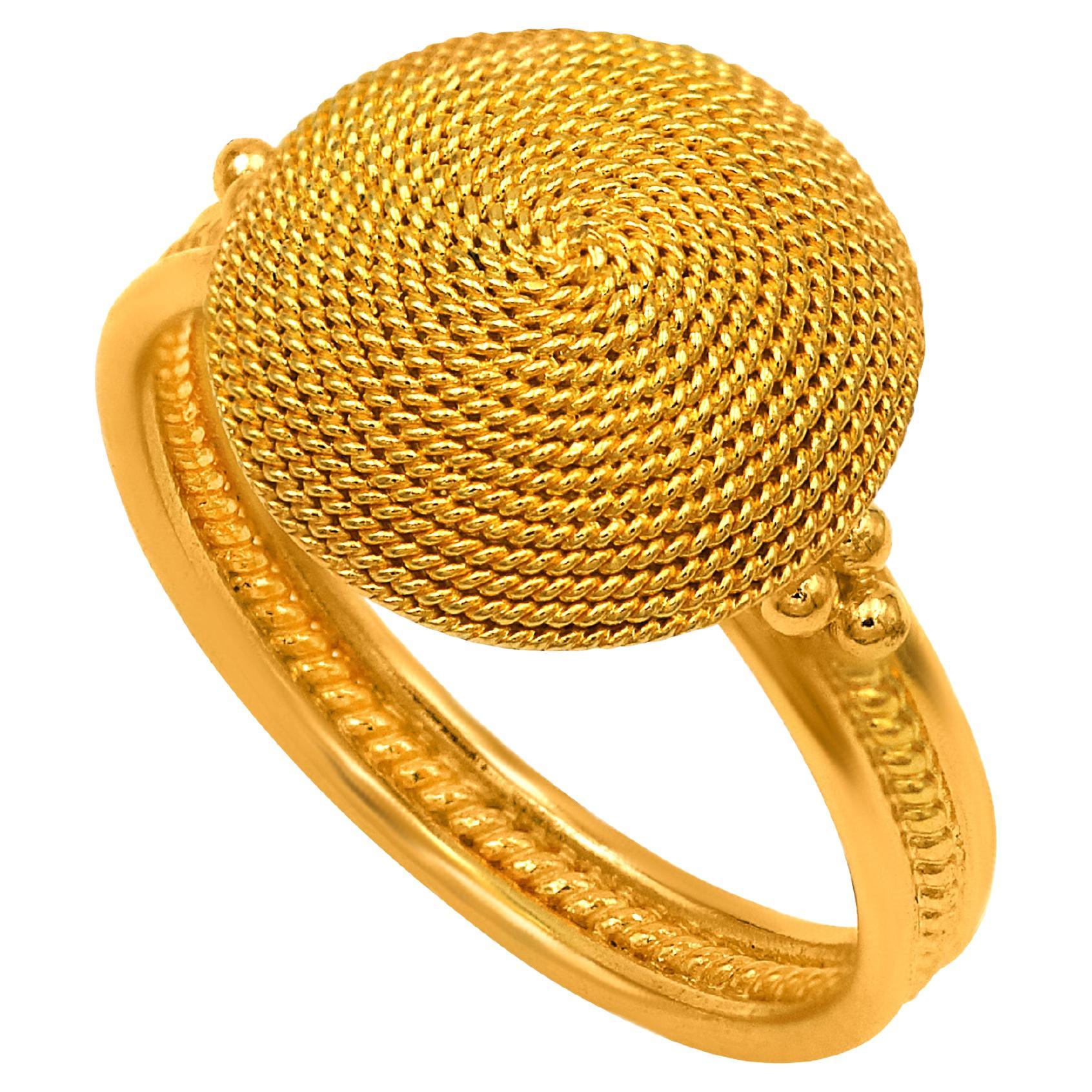 Dimos 22K Gold Filigree Sfalaki Ring For Sale at 1stDibs