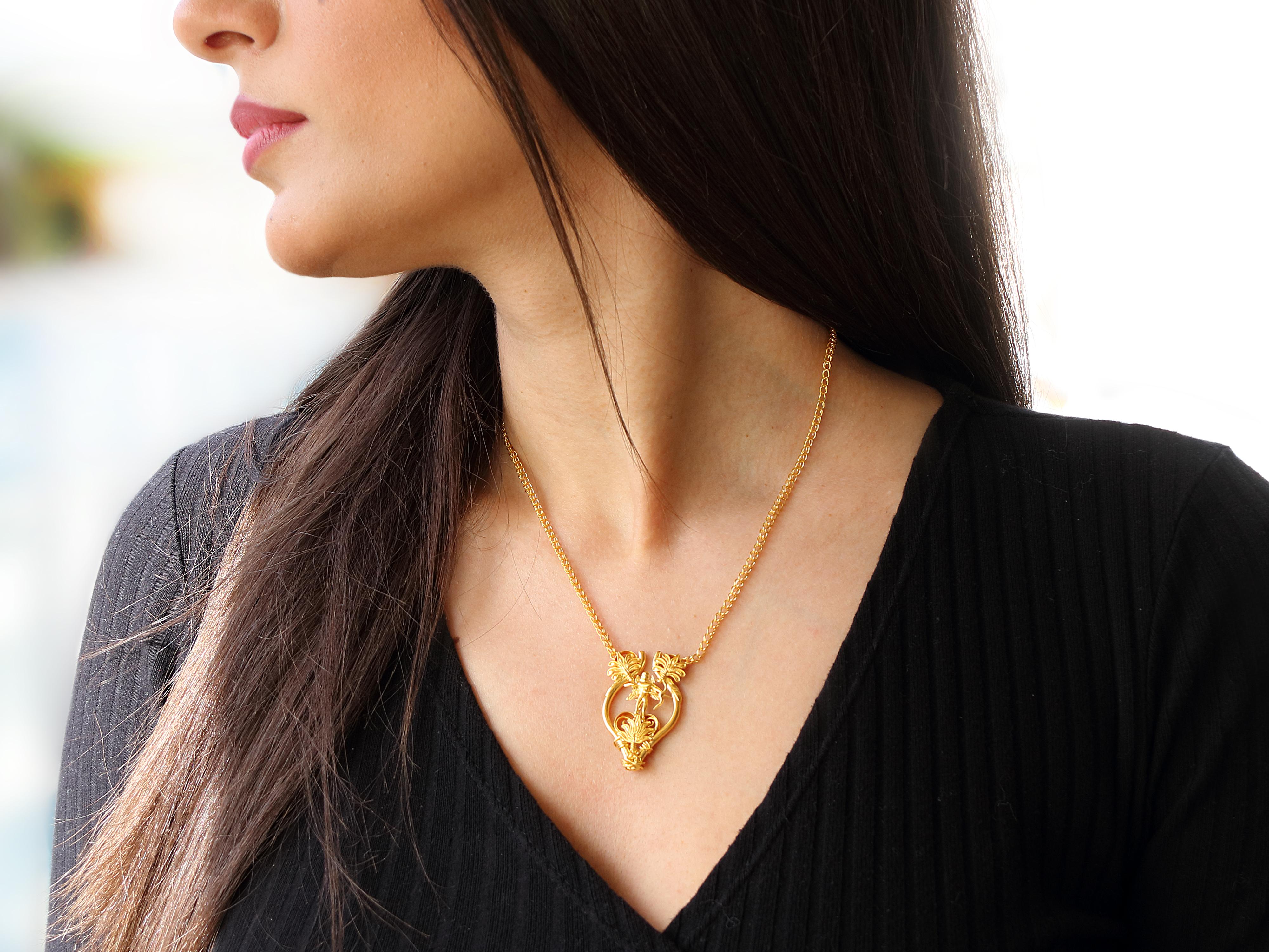 Women's or Men's Dimos 22k Gold God of Love 'Eros' Necklace For Sale
