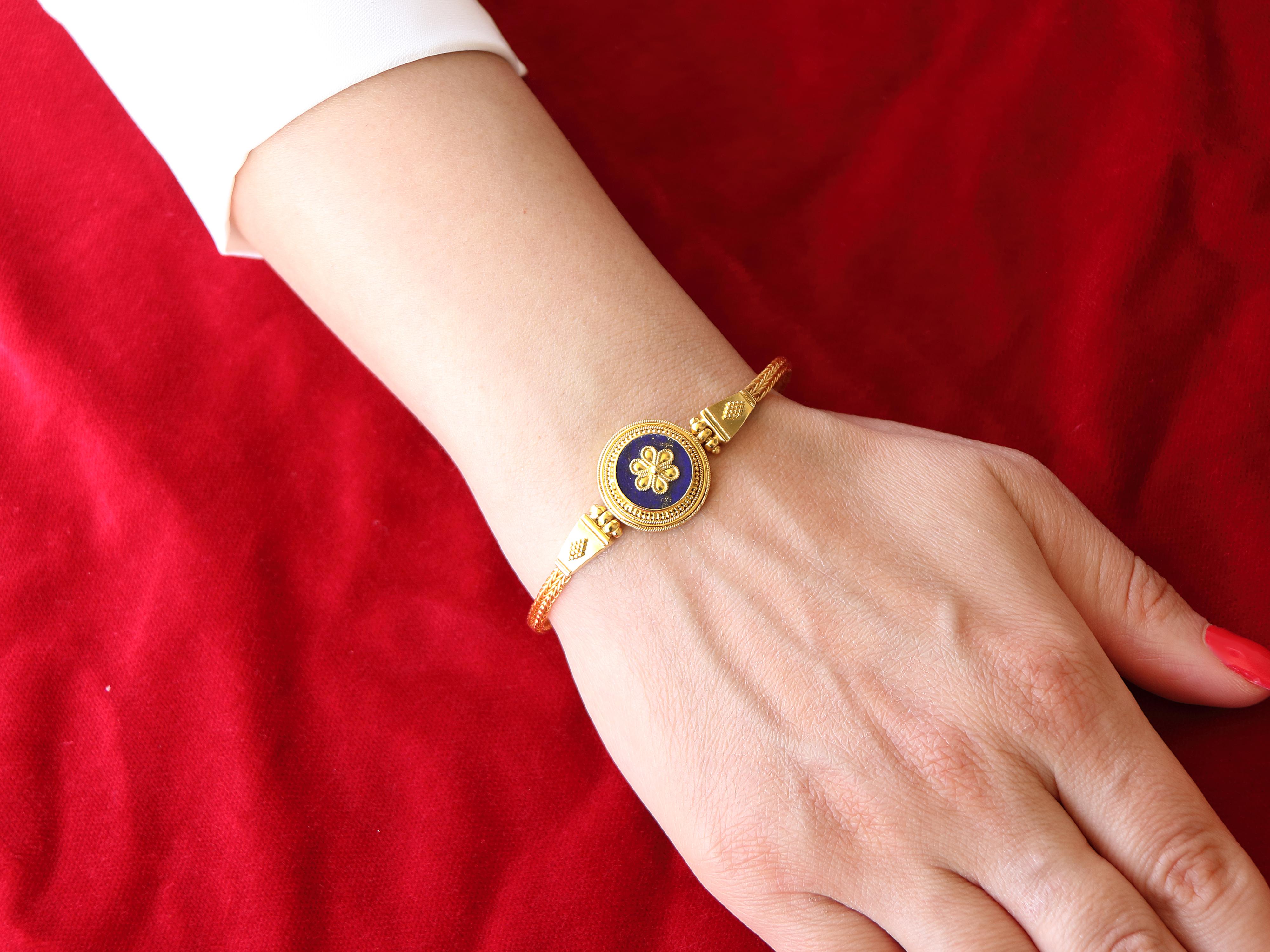 Round Cut Dimos 22k Gold Lapis Lazuli Neoclassic Bracelet For Sale