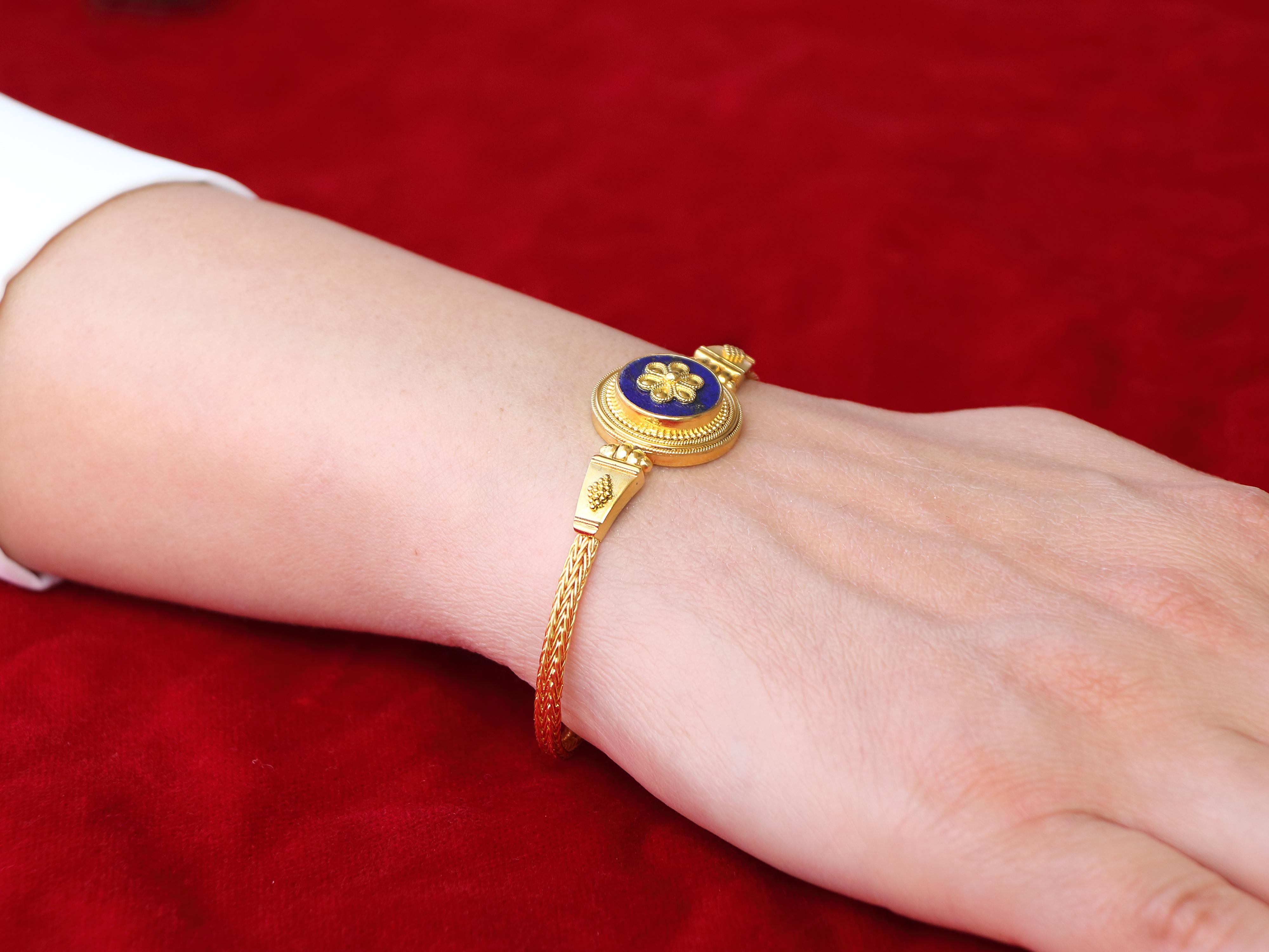 Dimos 22k Gold Lapis Lazuli Neoclassic Bracelet In New Condition For Sale In Athens, GR