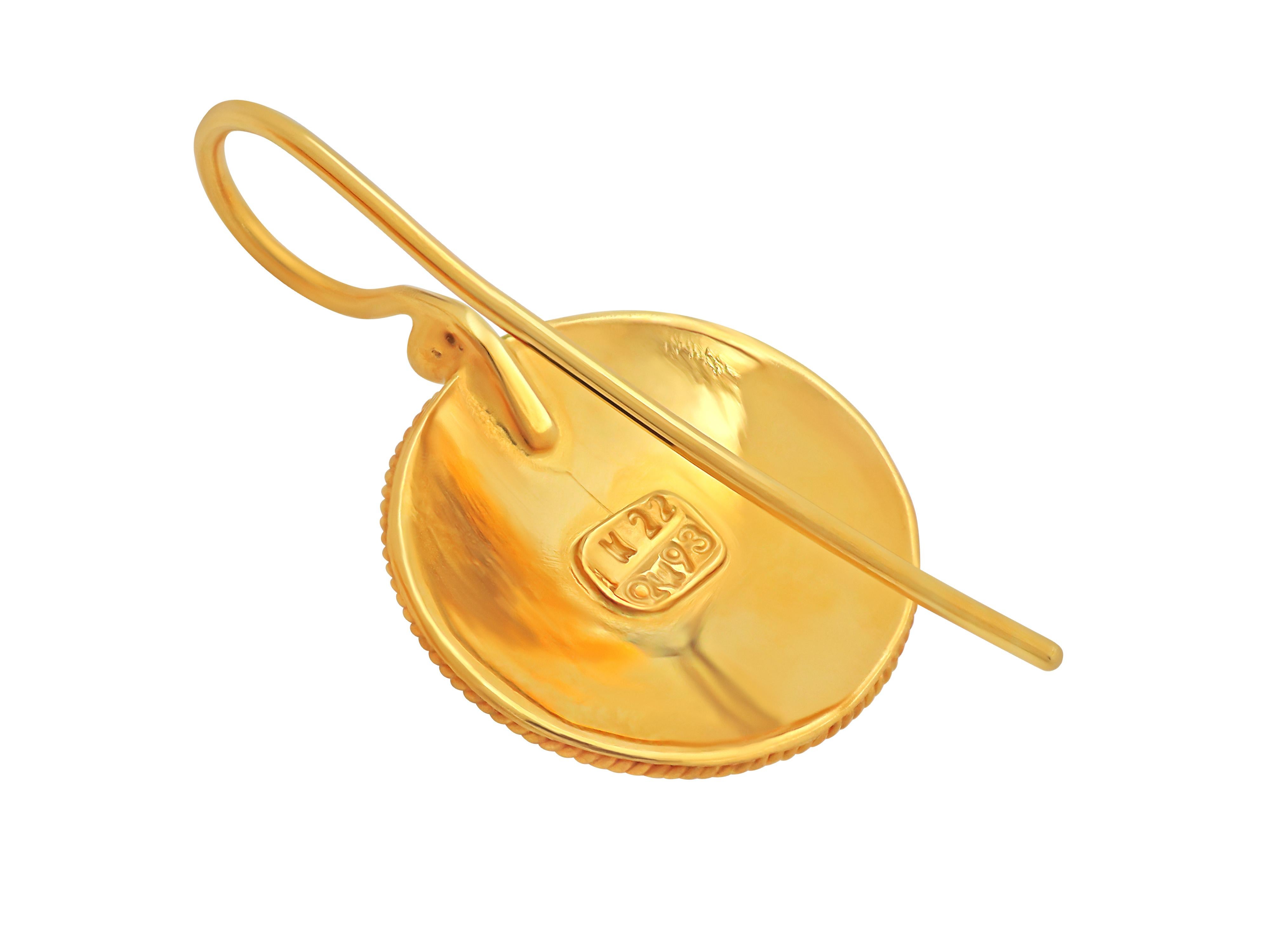 Dimos 22k Gold Lapislazuli Neoklassizistische Ohrringe (Neoklassisch) im Angebot