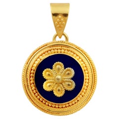 Vintage Dimos 22k Gold Lapis Lazuli Neoclassic Pendant