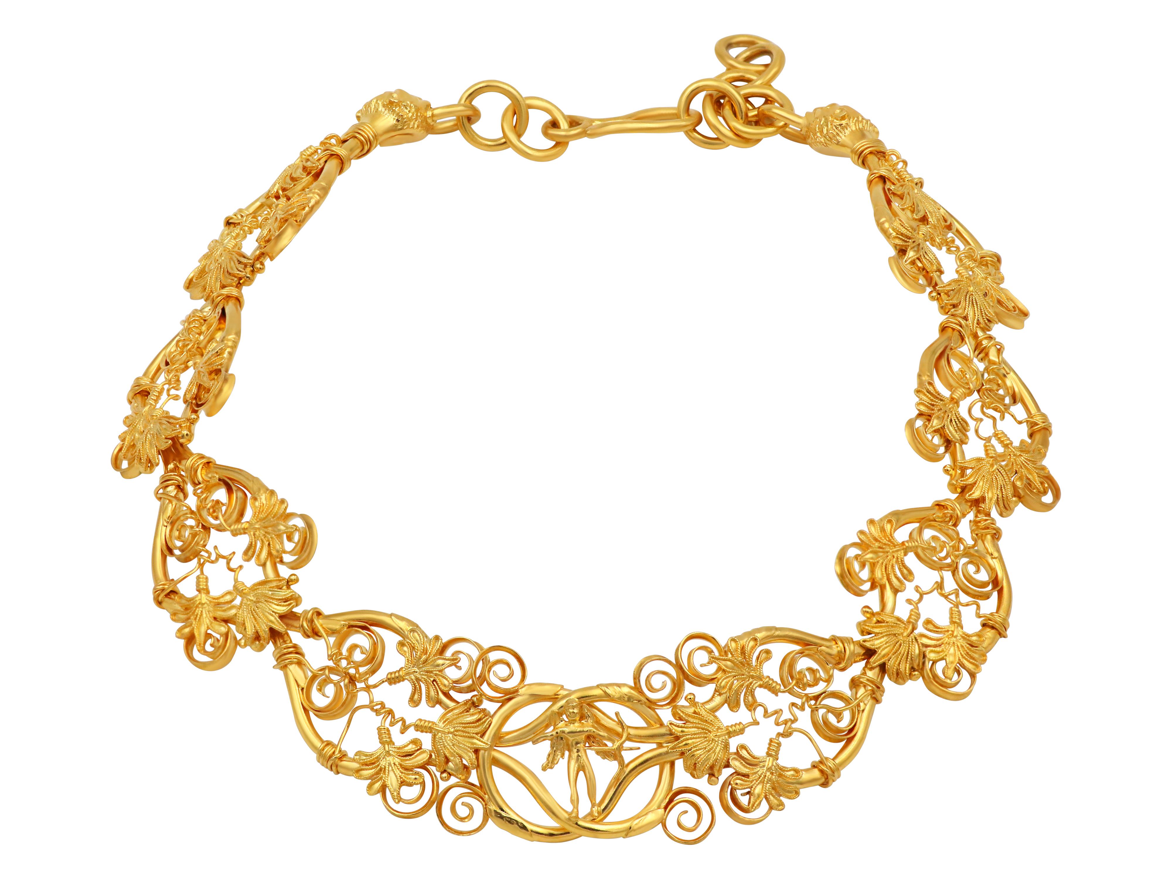 Dimos Collier « Eros » en or 22 carats, copie de musée du dieu de l'amour Pour femmes en vente
