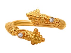 Dimos 22k Gold Museum Copy Pyramids Ring with Diamonds