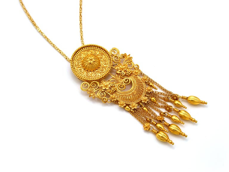 Greek Revival Dimos 22k Gold Museum Copy Pendant with Chain For Sale