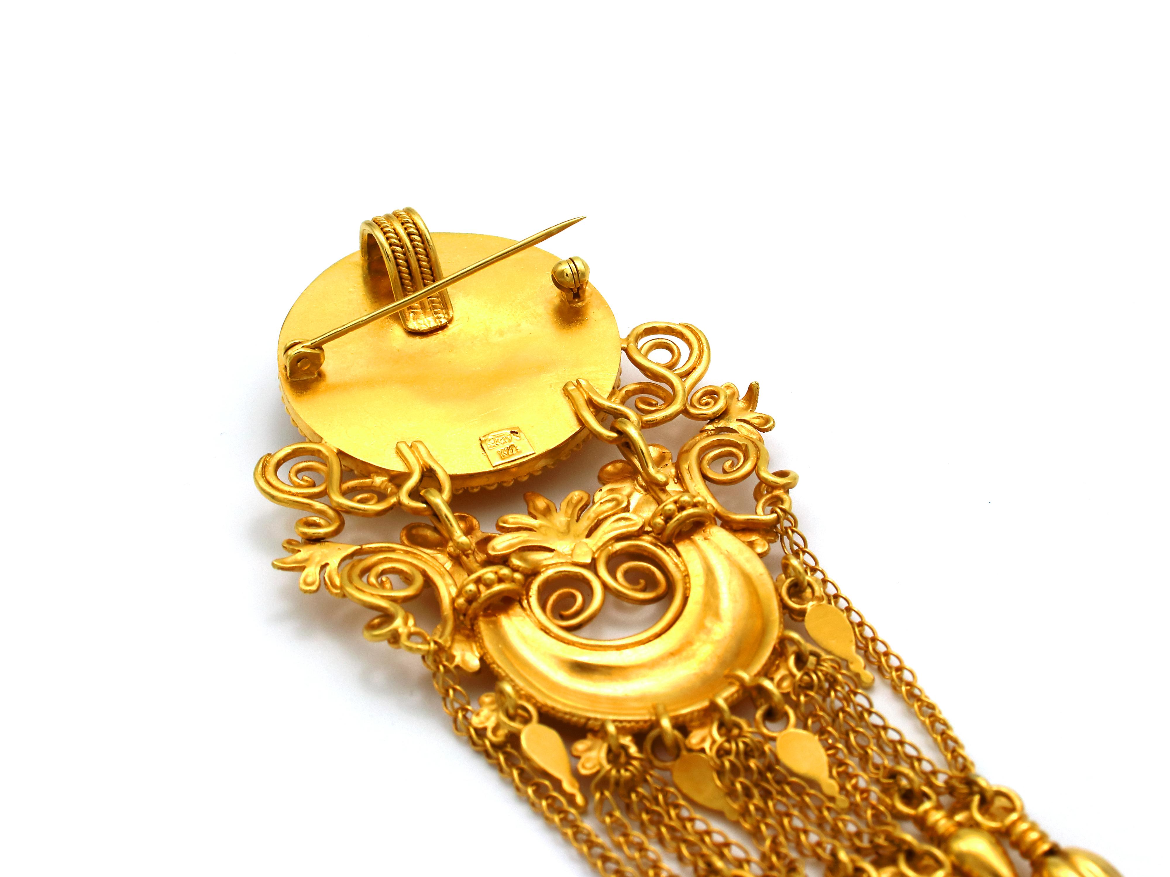 Greek Revival Dimos 22k Gold Museum Copy Pendant with Chain For Sale