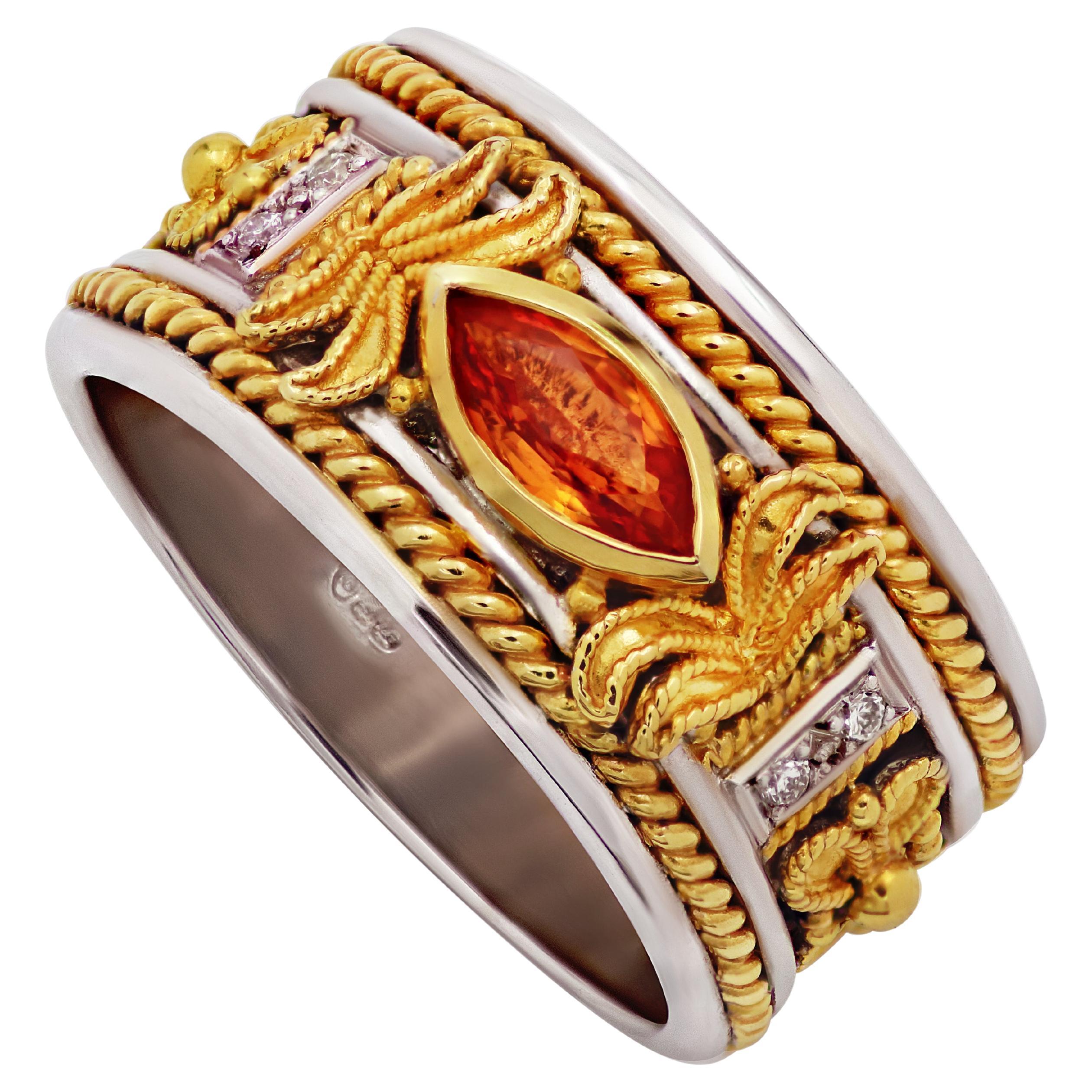 Dimos Gold & Silver Yellow Topaz Byzantine Ring