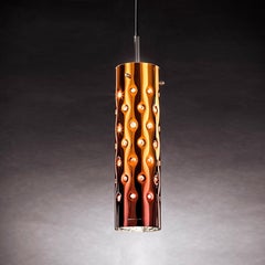 In Stock in Los Angeles, Dimple Copper Suspension Lamp, Made in Italy