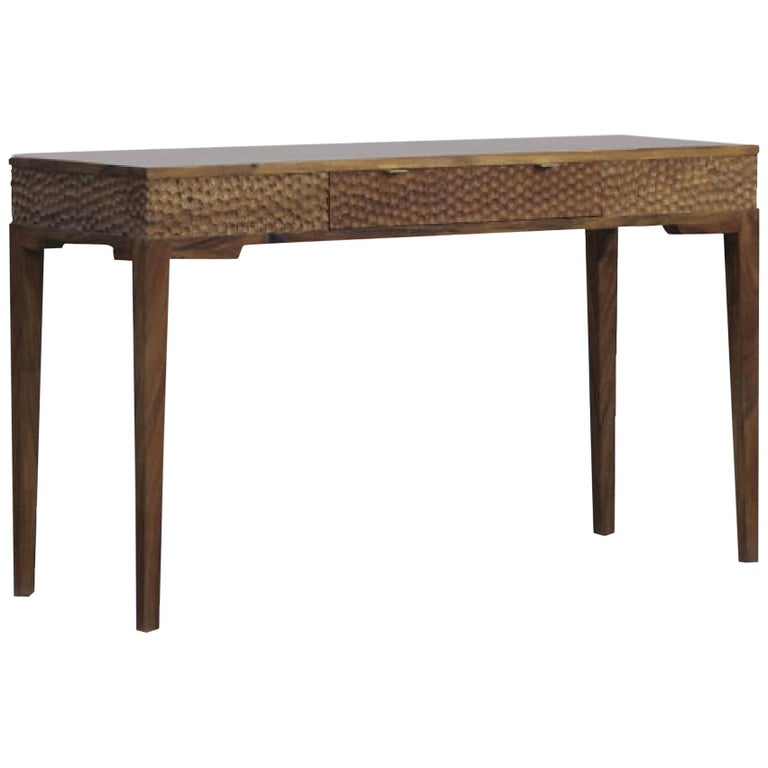 Dimple Front Console by Peter Glassford, Parota Wood and Brass Hardware 1