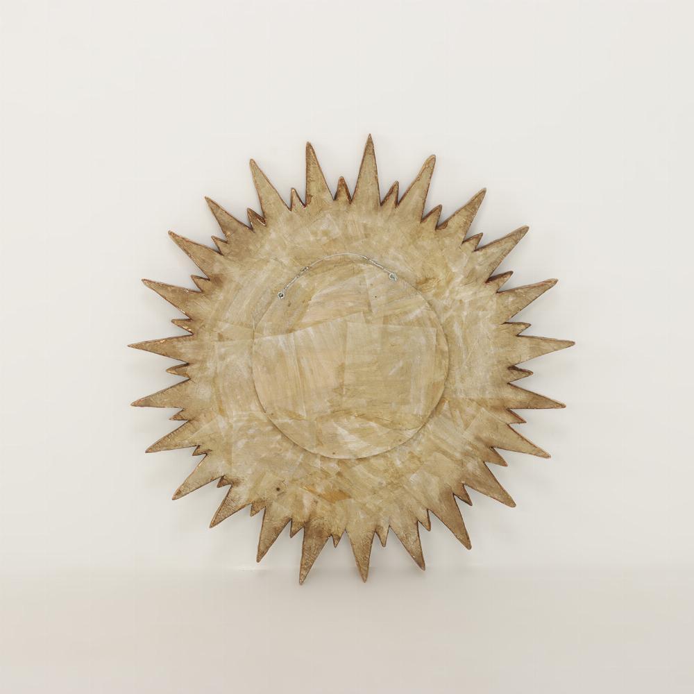 A Dimpled Blue Glass & Resin Convex Sunburst Mirror. In Good Condition For Sale In Philadelphia, PA