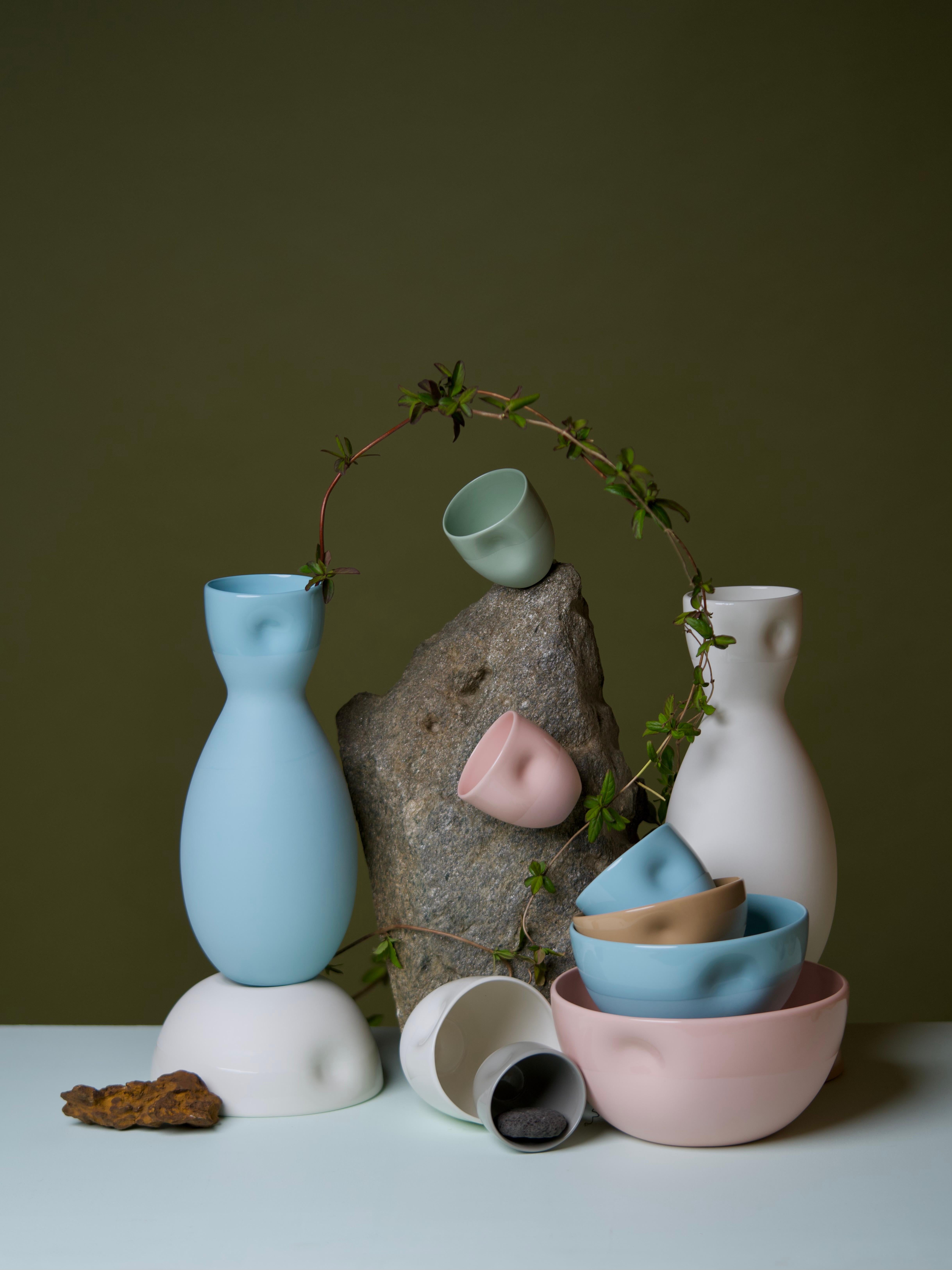 Chinese Dimpled Porcelain Carafe in Matte Bisque