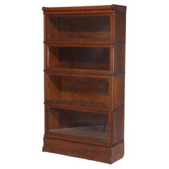 DIMS Antique Globe Wernicke Oak Four-Stack Barrister Bookcase Signed C1910