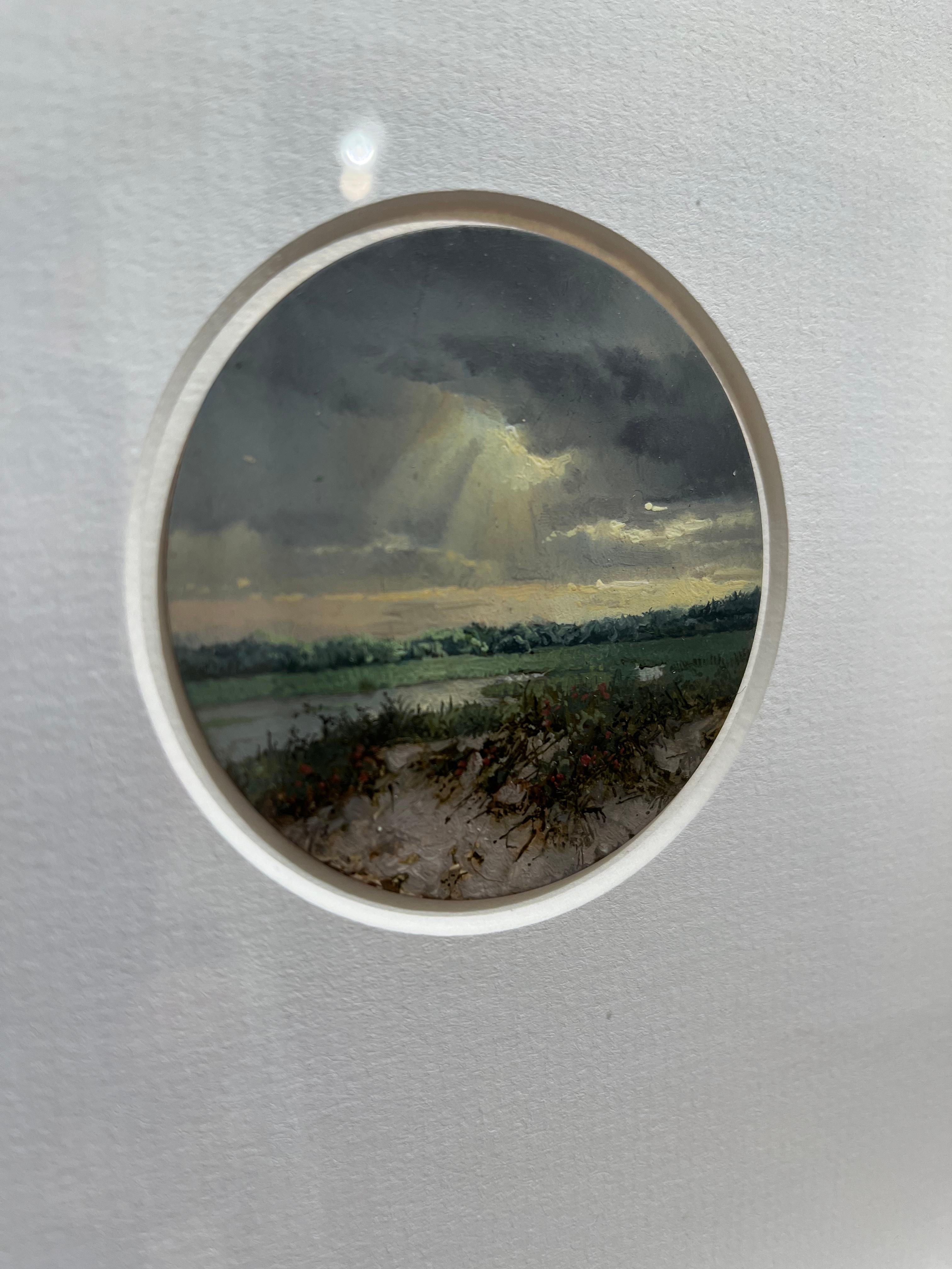 Cape n°9 : Falmouth, peinture de paysage réaliste miniature - Painting de Dina Brodsky