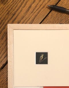 Dina Brodsky, Tiny Yellow Bird, realist oil on mylar animal miniature, 2018