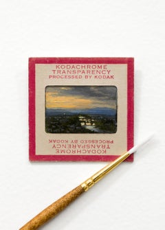 Kodak Chrome Film Painting - “Orange Sky”, Miniature landscape oil painting