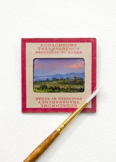 Kodak Chrome Film Painting - “Pink Sky”, Miniature landscape oil painting