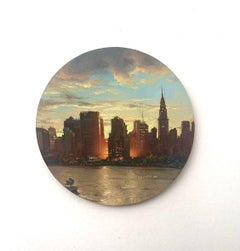 New York 1, oil on copper miniature cityscape painting