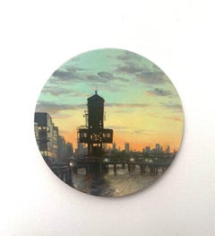 New York 2, oil on copper miniature cityscape painting