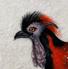 Pheasant Miniaturist Painting, 3 x 3 in., Jewel-Toned Bird Portrait