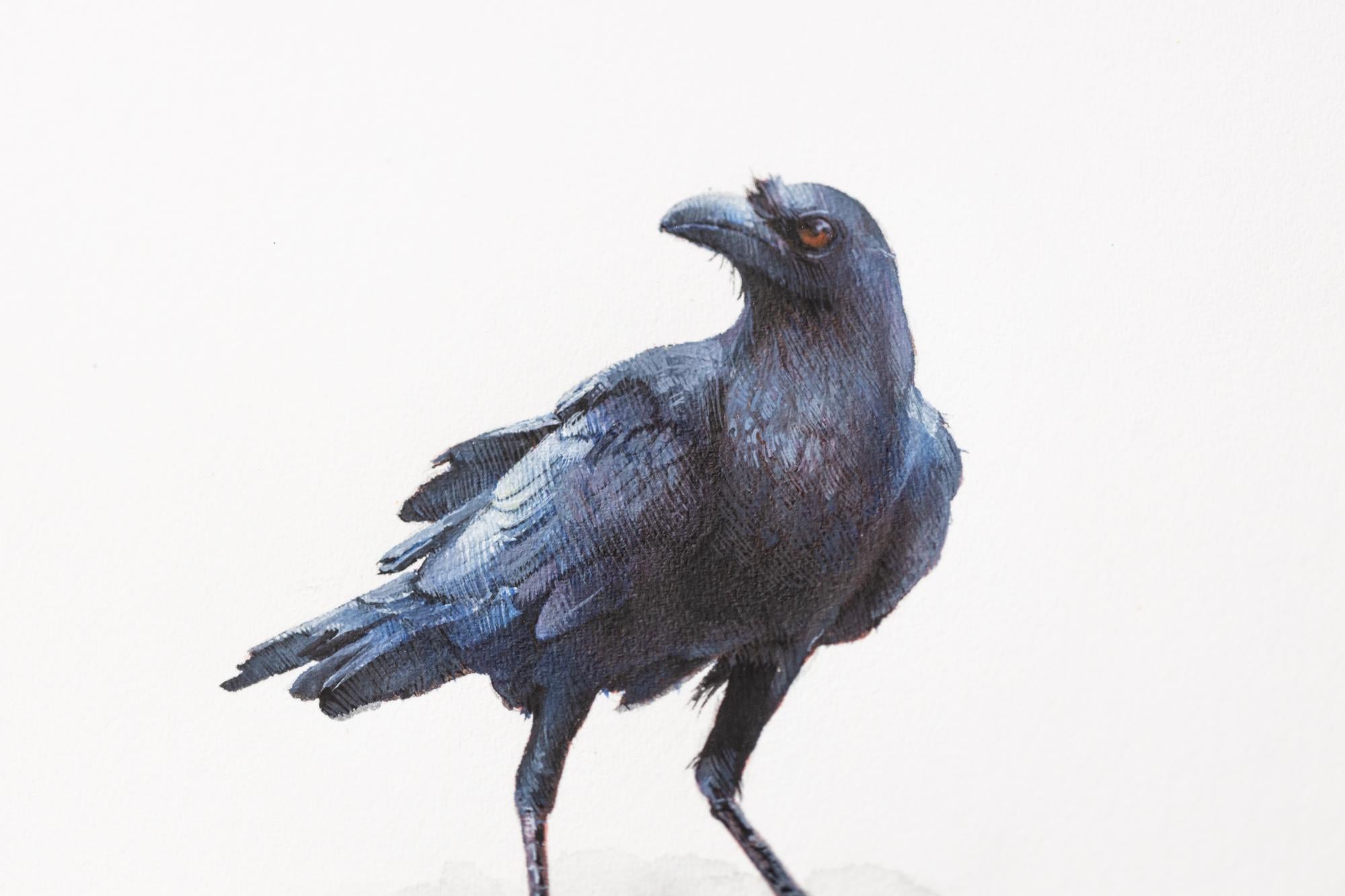 Raven - Gris Figurative Painting par Dina Brodsky